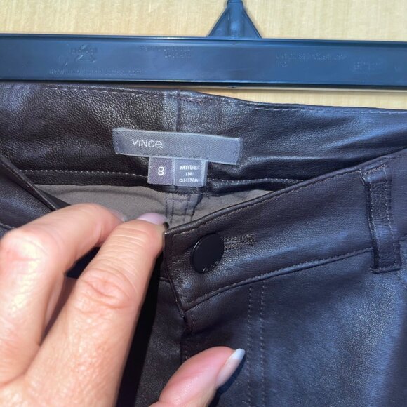 Vince Womens Size 8 Brown Skinny Leather Suede Pants Casual - Picture 8 of 14